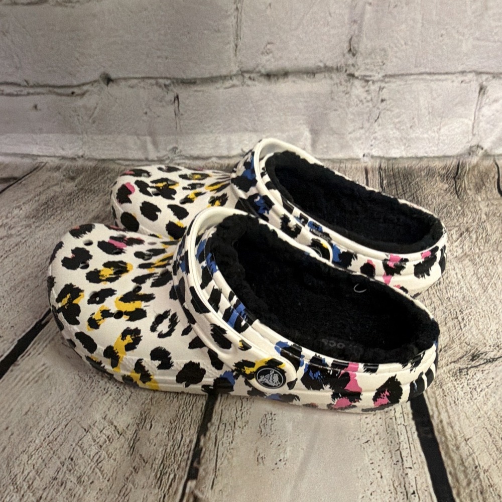 Crocs Classic Lined Animal Print Leopard Clog Multicolor Slip On Women's US 3 - Picture 4 of 6